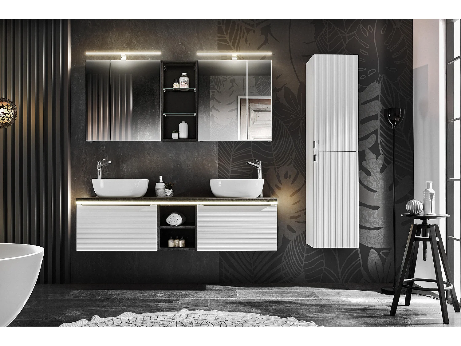 Armoire Haute LEONARDO HC35 2D 35x32x150 Blanc