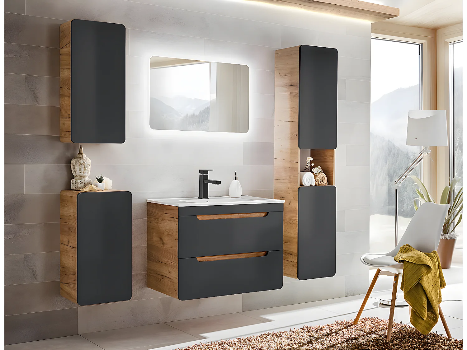 Hoge Kast ARUBA HC35 2D 35x32x170 Donkergrijs