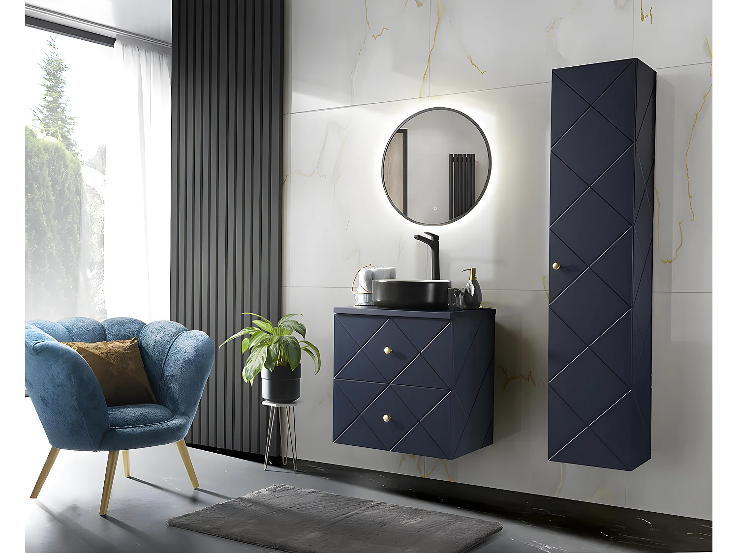 Armoire Haute ELEGANCE HC35 2D 35x33x170 Bleu