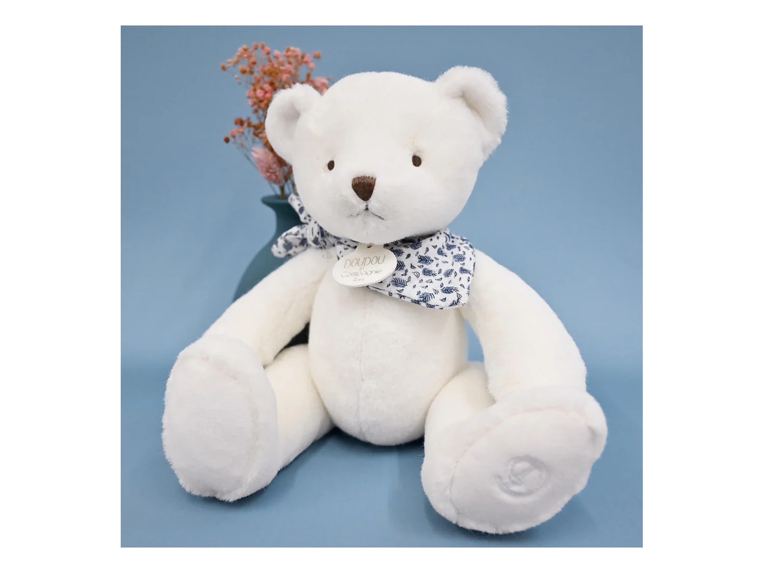 Doudou ours 25 cm polyester collection L'OURS DOUDOU blanc