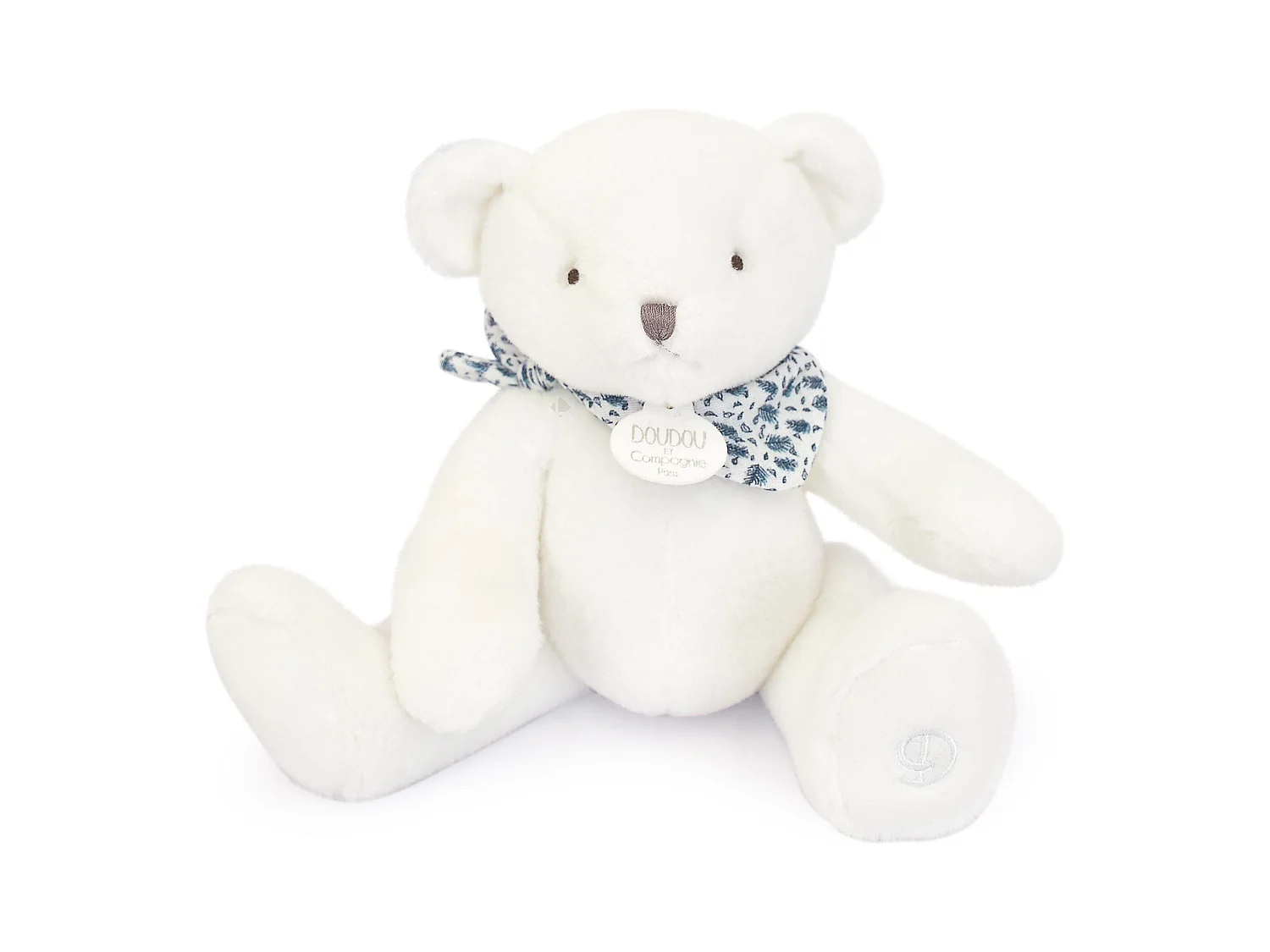 Doudou ours 25 cm polyester collection L'OURS DOUDOU blanc