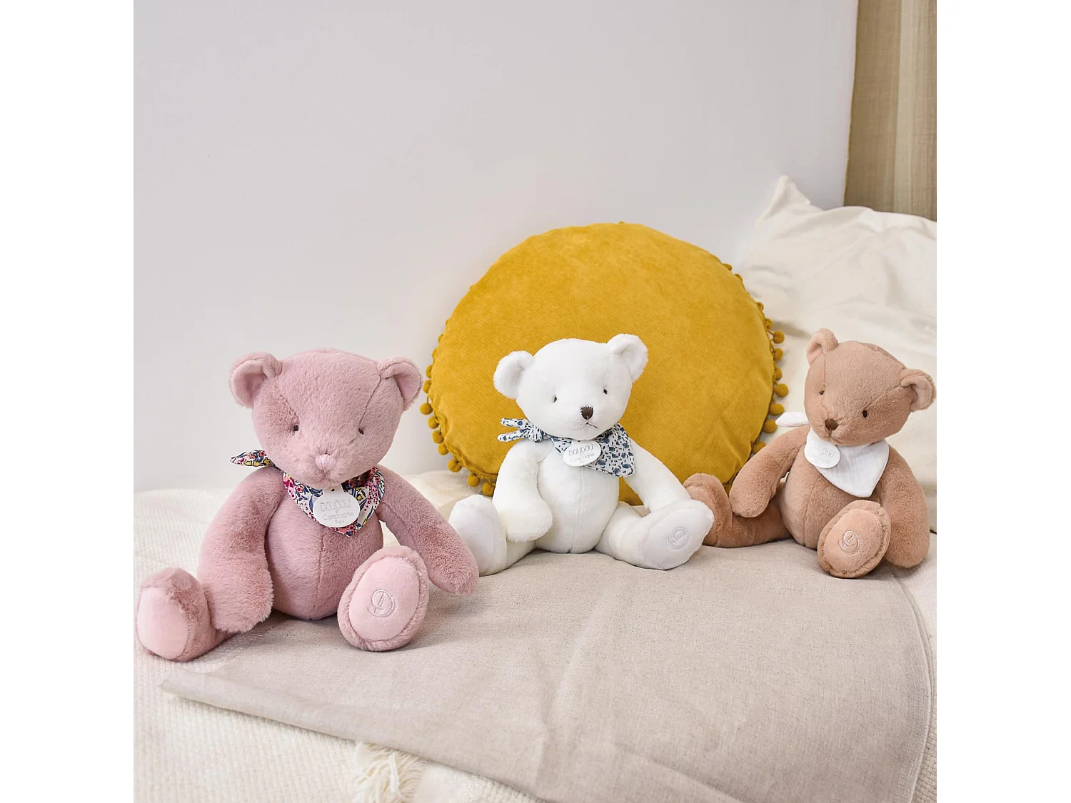 Doudou ours 25 cm polyester collection L'OURS DOUDOU blanc