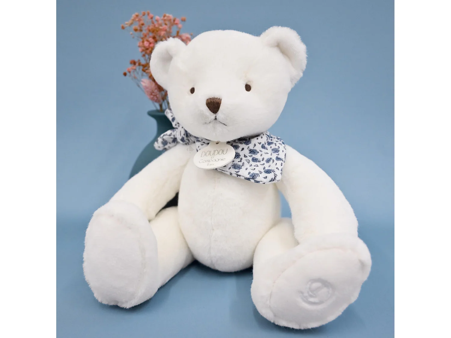 Doudou ours 25 cm polyester collection L'OURS DOUDOU blanc