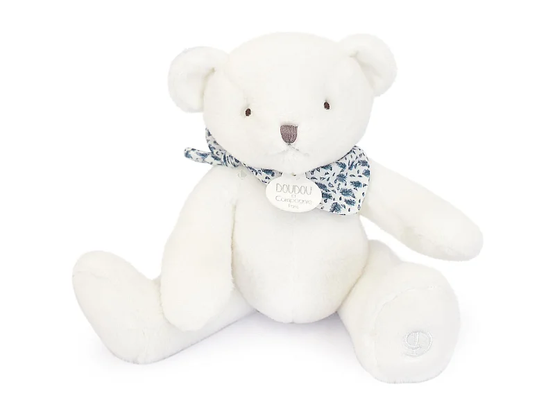 Doudou ours 25 cm polyester collection L'OURS DOUDOU blanc