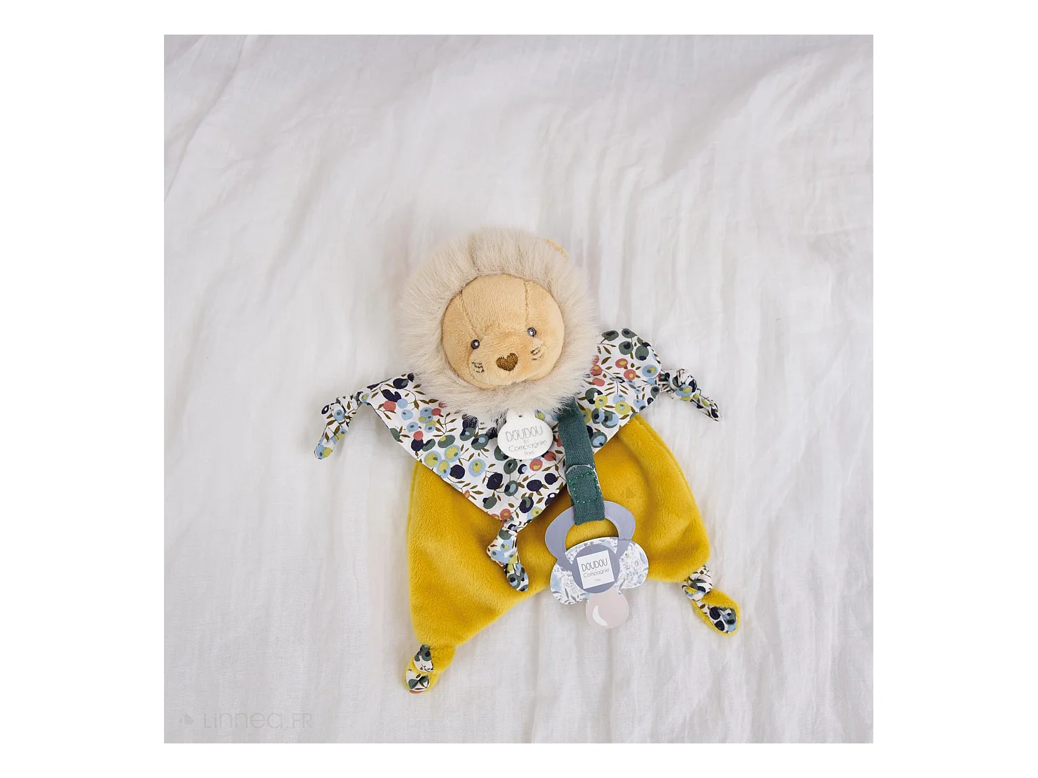 Doudou sucette 20 cm polyester BOH'AIME lion jaune multicolore
