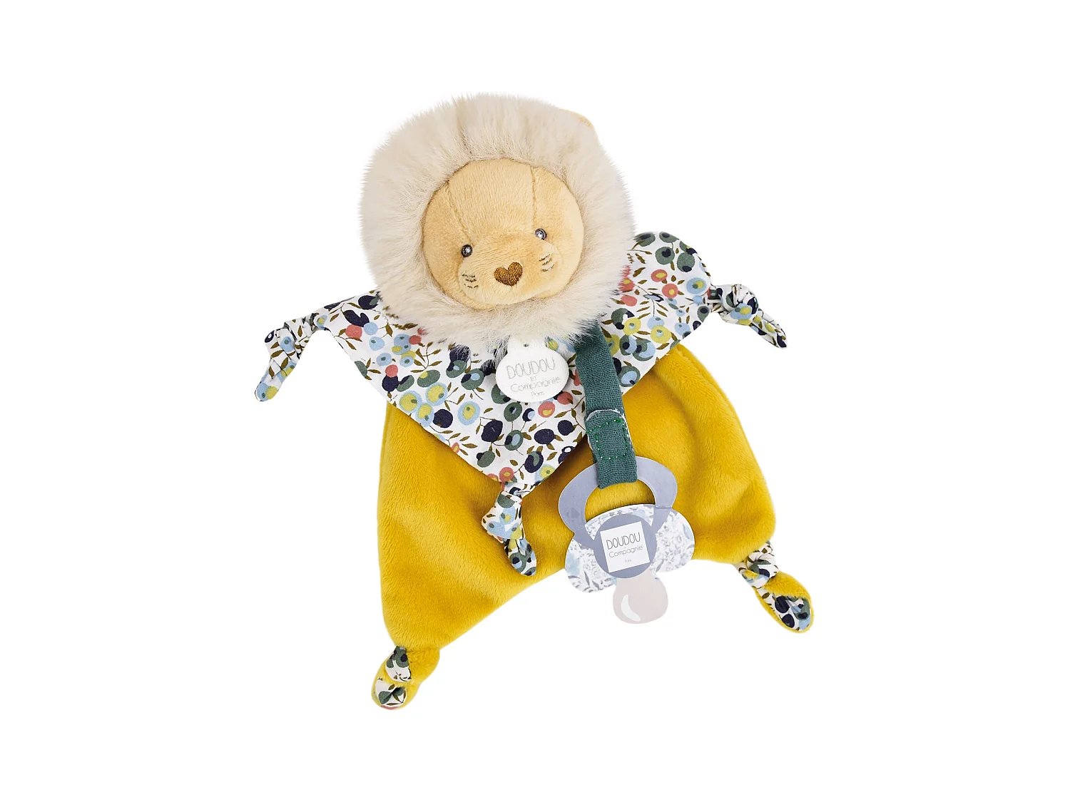 Doudou sucette 20 cm polyester BOH'AIME lion jaune multicolore