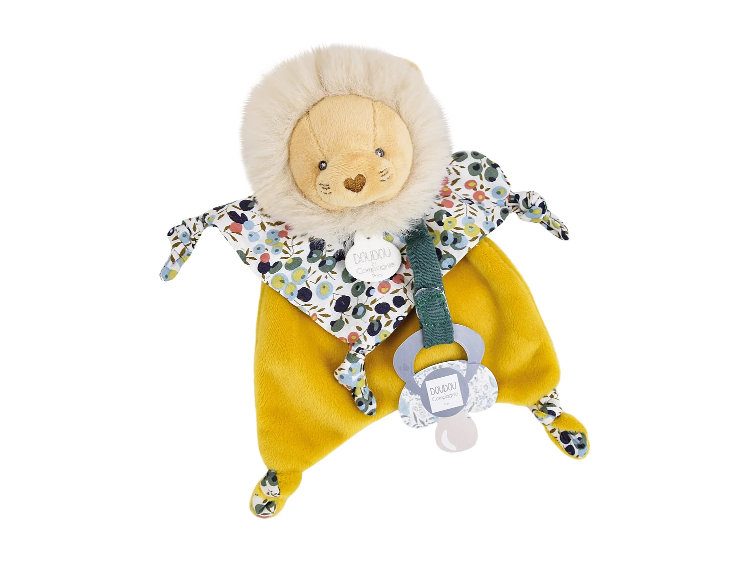 Doudou sucette 20 cm polyester BOH'AIME lion jaune multicolore
