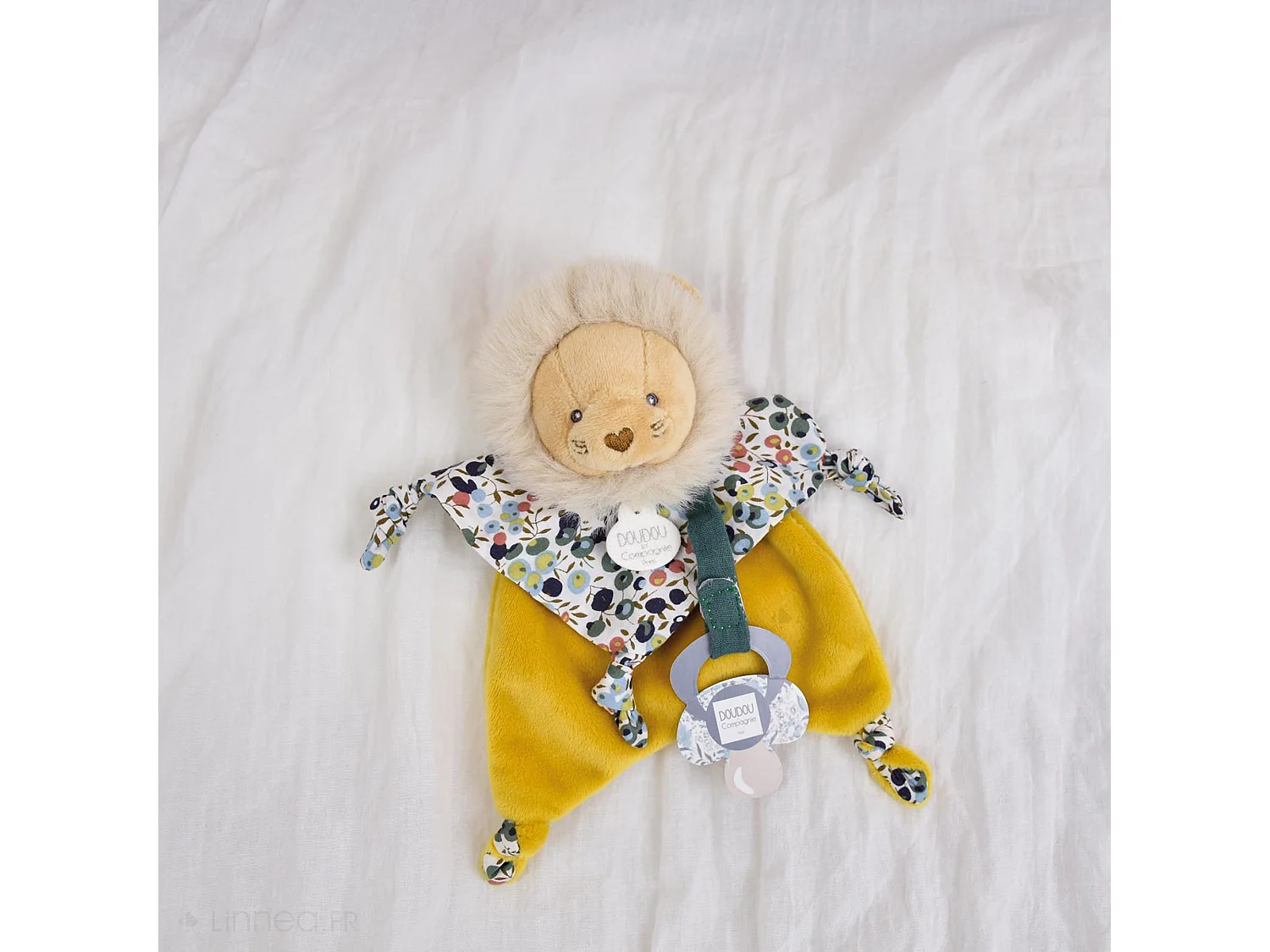 Doudou sucette 20 cm polyester BOH'AIME lion jaune multicolore