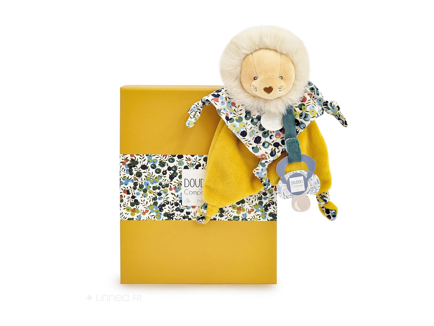 Doudou sucette 20 cm polyester BOH'AIME lion jaune multicolore