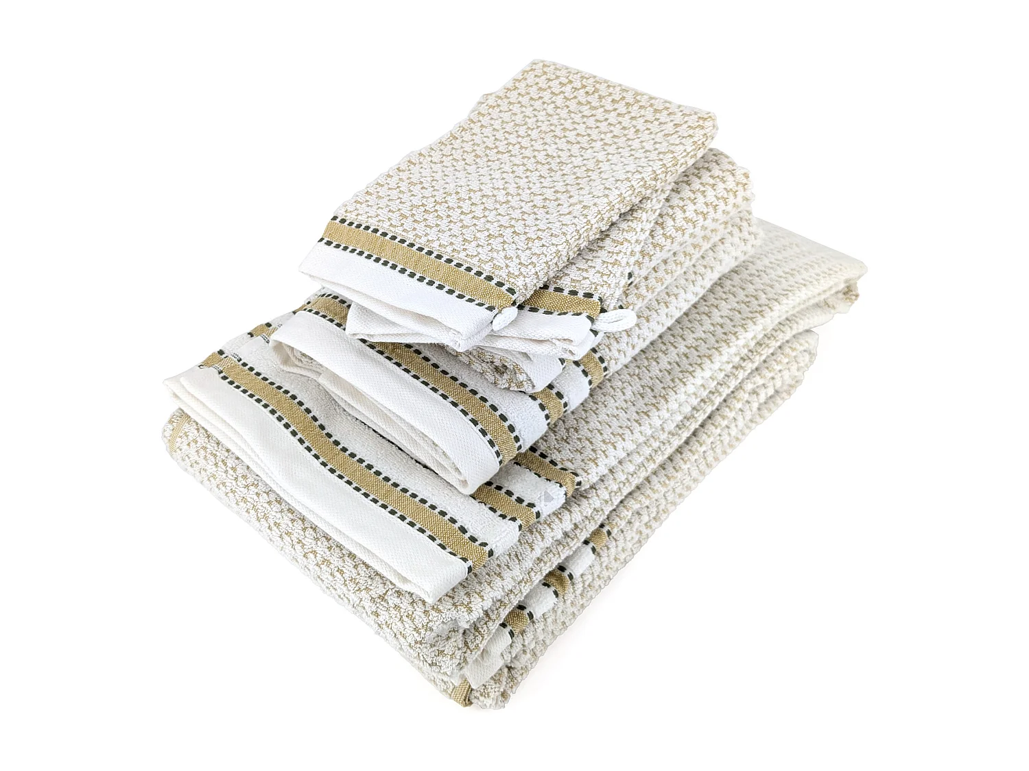 Parure de bain coton SANTORINI liteau jaune 7 pièces