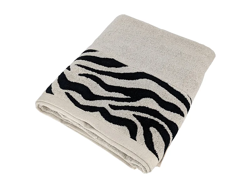 Drap de bain absorbant coton 100x150cm ZEBRA bordure beige