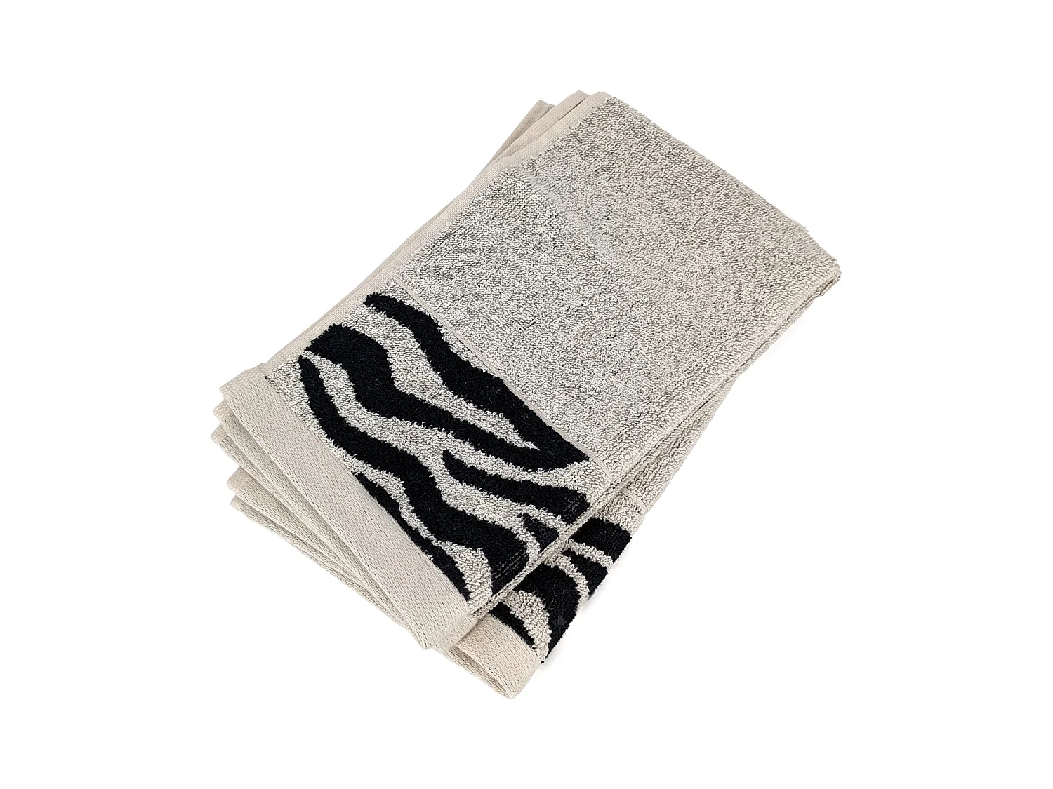 Lot de 2 serviettes invité absorbantes coton 33x50cm ZEBRA bordure beige