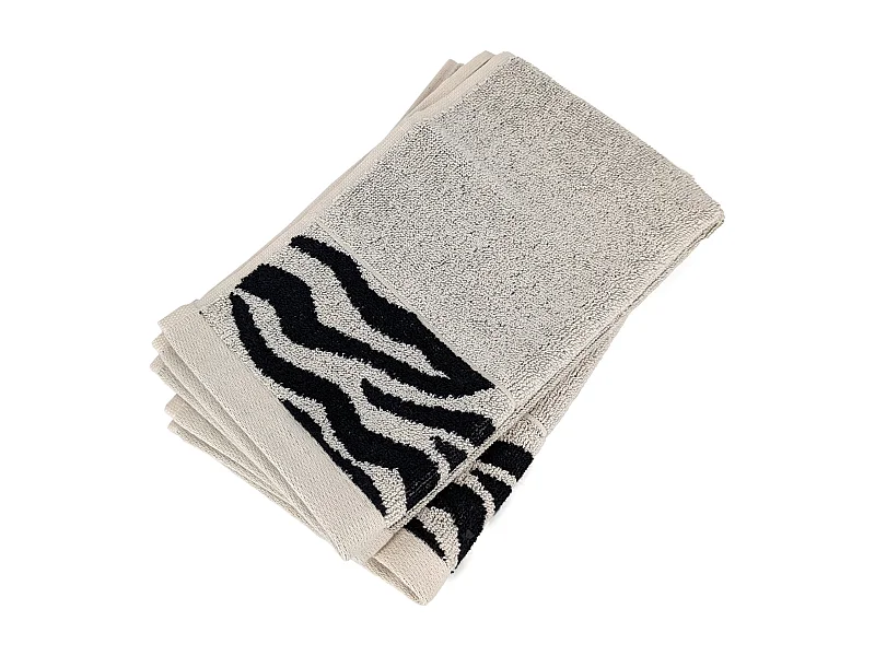 Lot de 2 serviettes invité absorbantes coton 33x50cm ZEBRA bordure beige