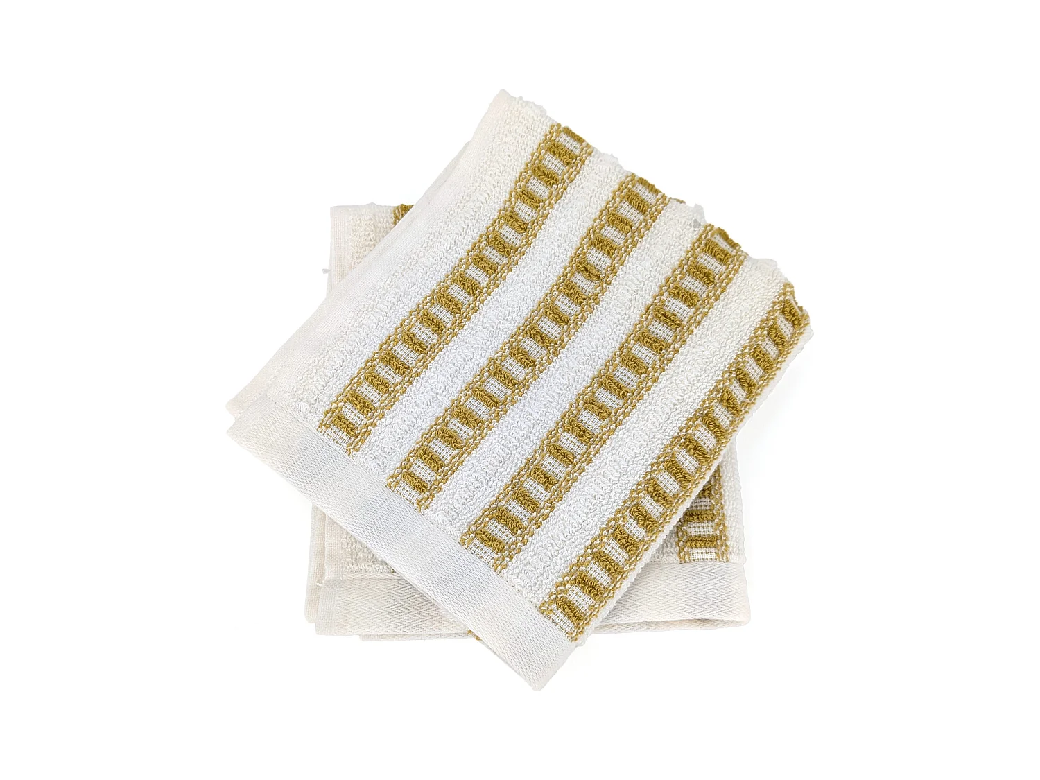 Lot de 2 serviettes invité coton 33x50cm SANTORINI rayures jaune