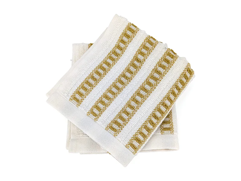 Lot de 2 serviettes invité coton 33x50cm SANTORINI rayures jaune