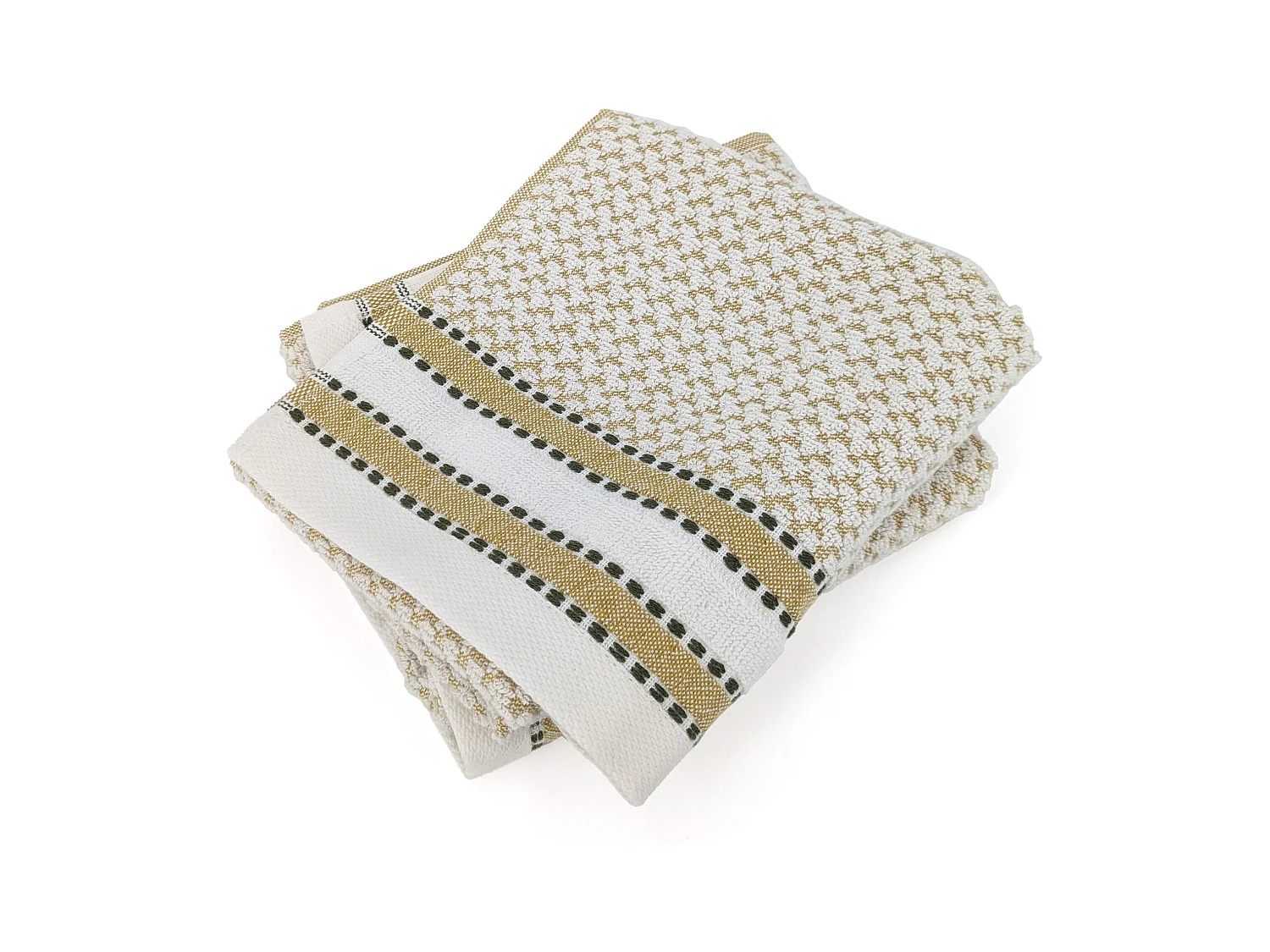 Lot de 2 serviettes invité coton 33x50cm SANTORINI liteau jaune