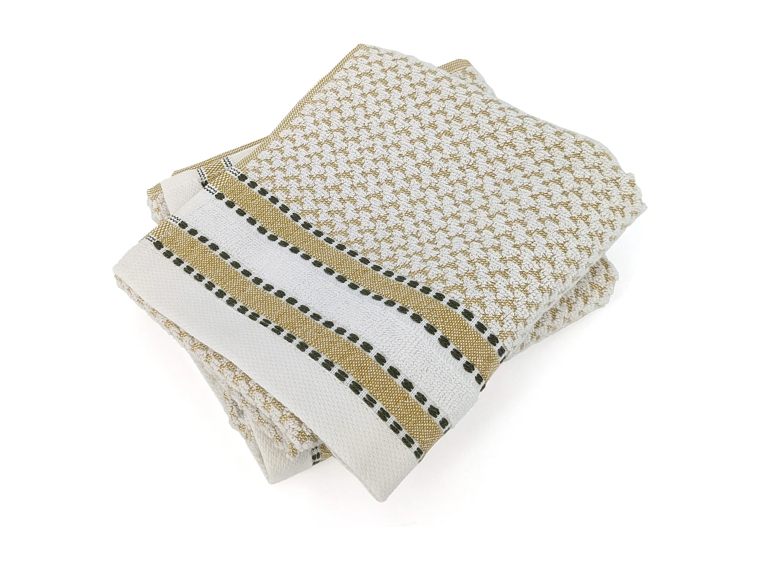 Lot de 2 serviettes invité coton 33x50cm SANTORINI liteau jaune