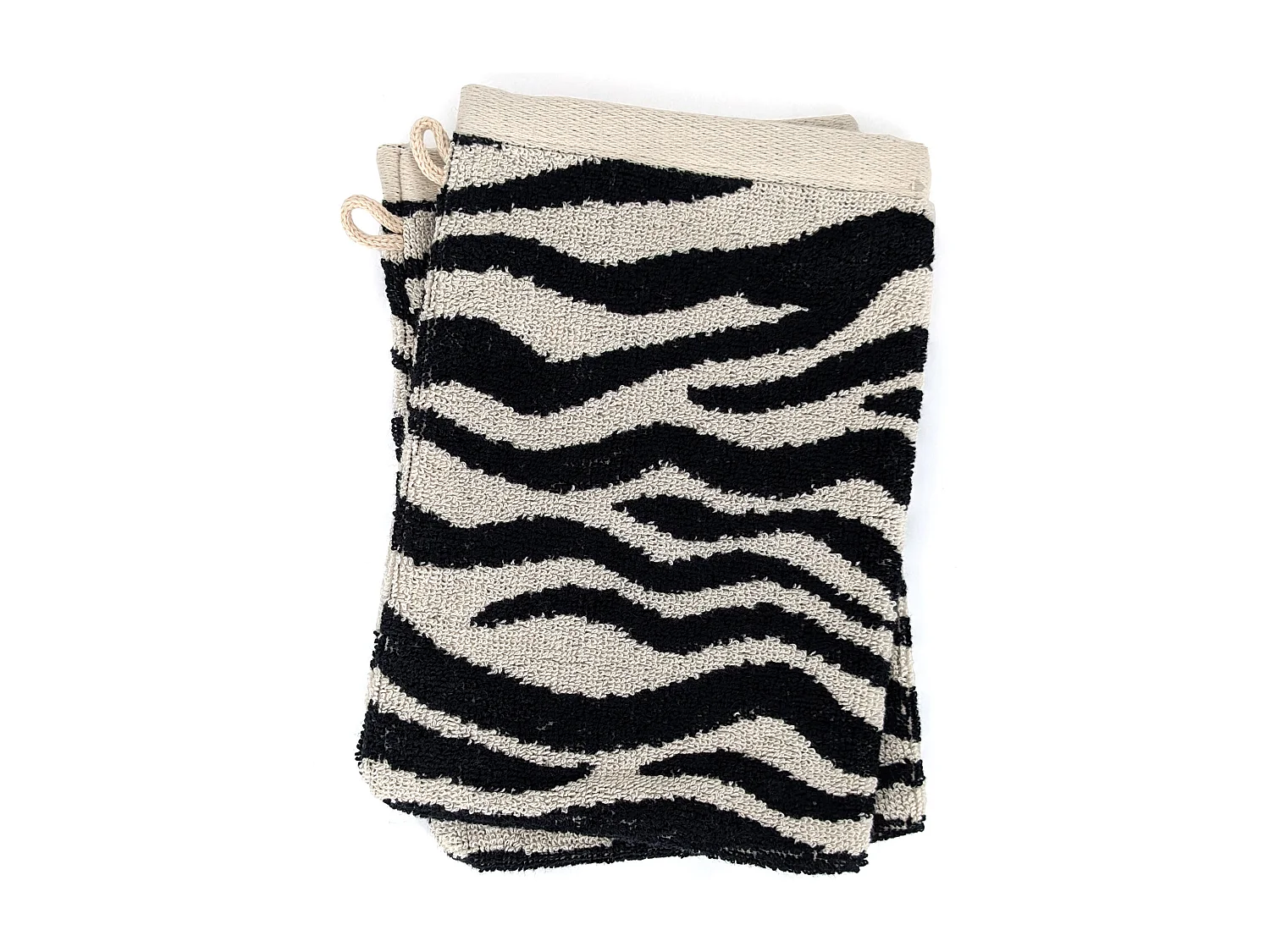 Lot de 2 gants de toilette absorbants coton ZEBRA beige