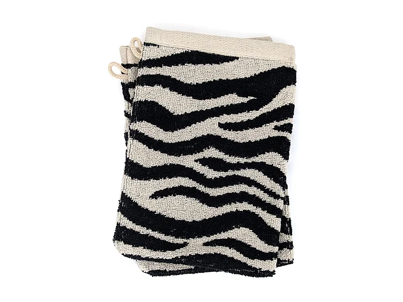Lot de 2 gants de toilette absorbants coton ZEBRA beige