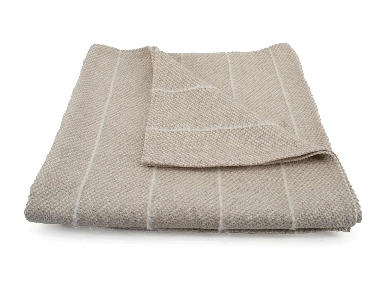 Plaid 120x180 cm HONFLEUR coton et lin mélangés écru naturel