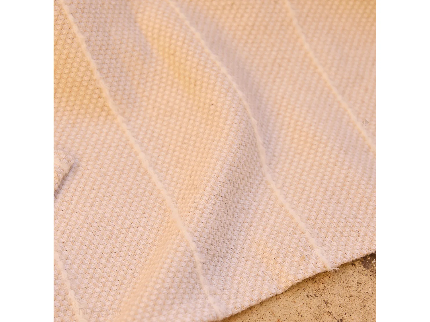 Plaid 120x180 cm HONFLEUR coton et lin mélangés écru naturel