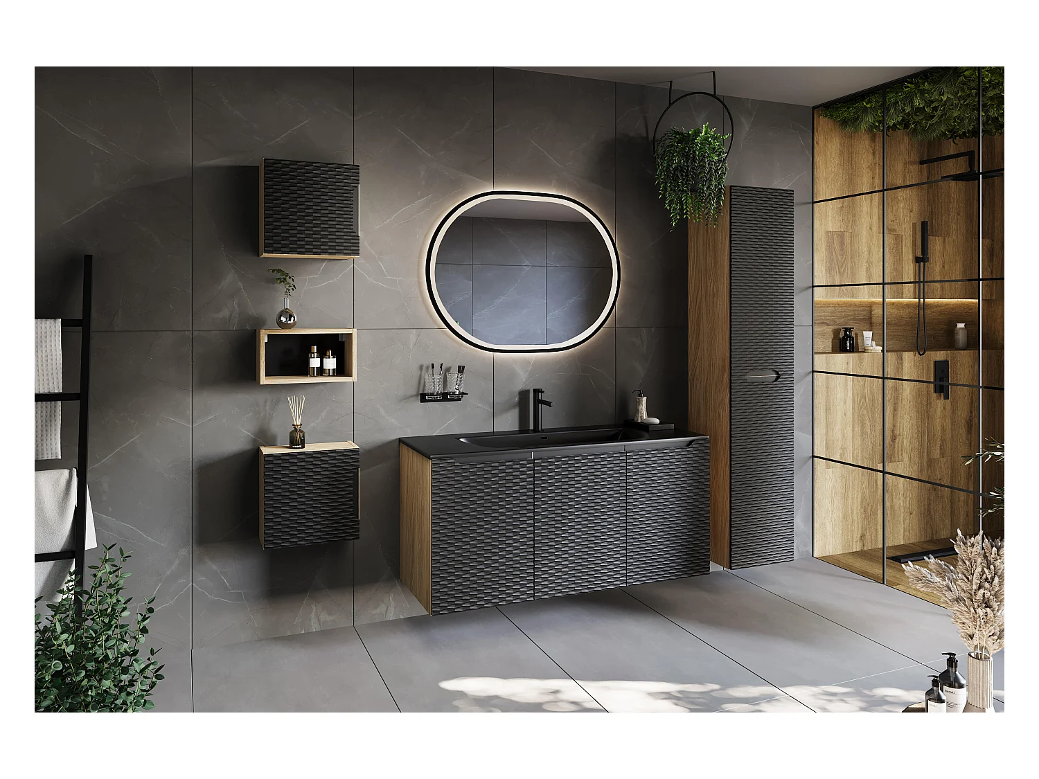 Armoire Haute OCEAN HC35 2D 35x33x170 Noir