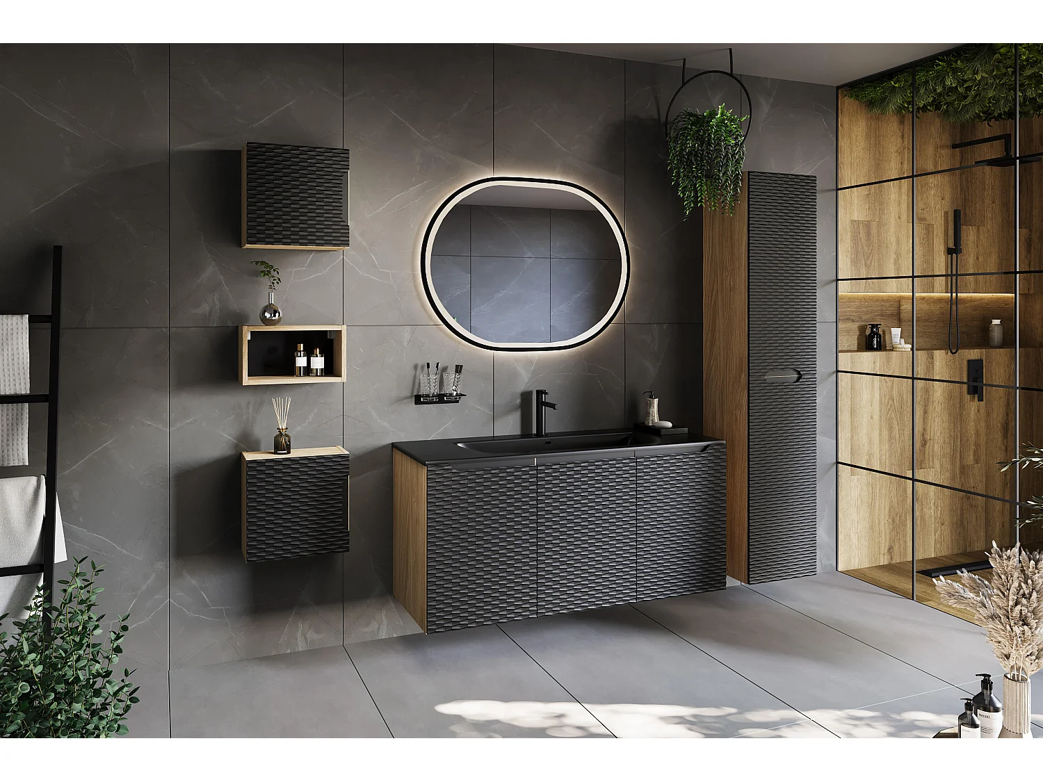 Armoire Haute OCEAN HC35 2D 35x33x170 Noir