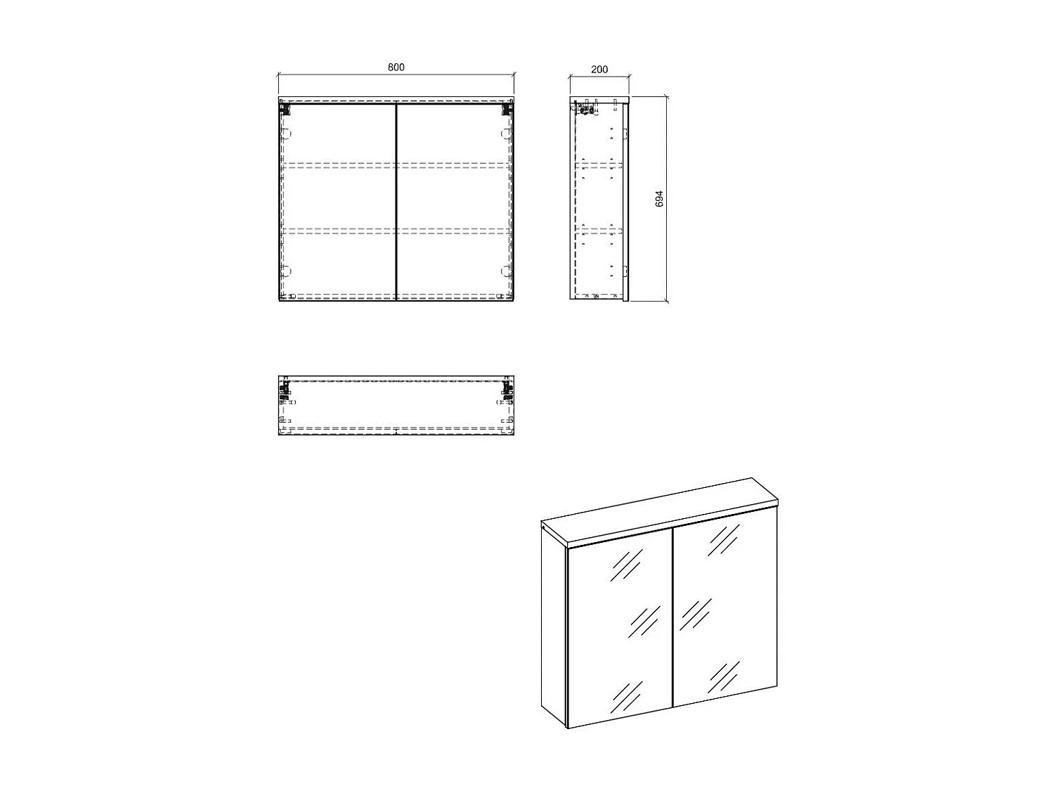 Armoires De Toilette BALI MC80 2D 80x20x70 Grisfoncé