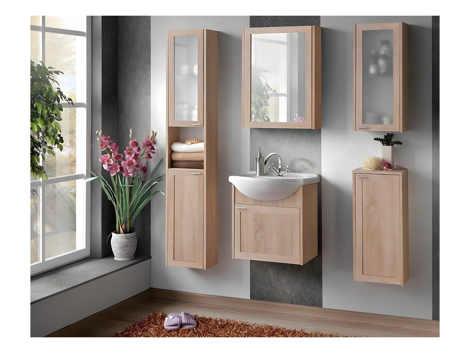 Armoires Latérales PIANO SCAB30 1D 30x19x68 Clair naturel