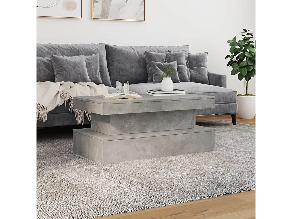Mesa de centro com luzes LED 90x50x40 cm cinzento cimento