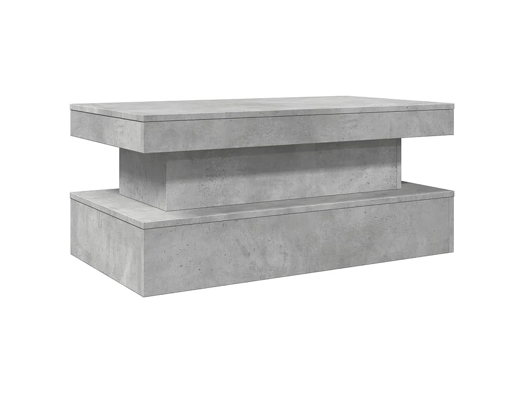Mesa de centro com luzes LED 90x50x40 cm cinzento cimento