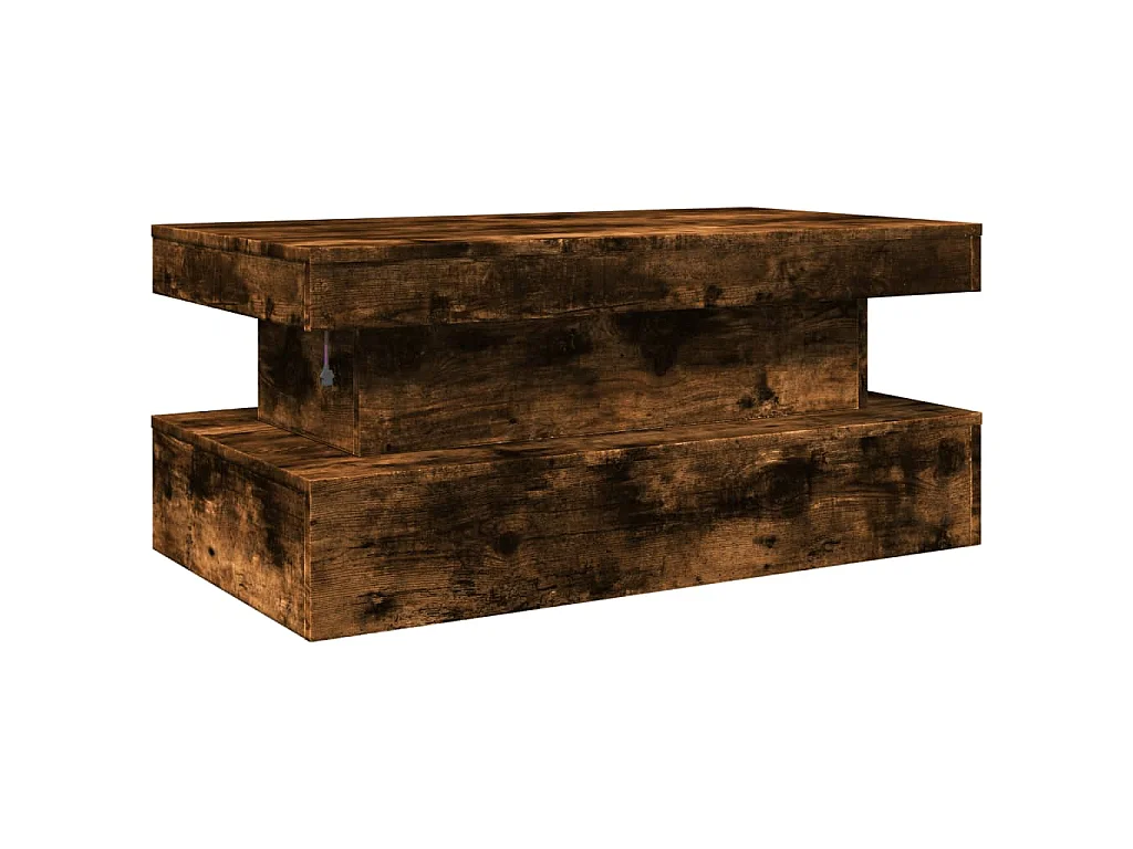 Mesa de centro com luzes LED 90x50x40 cm carvalho fumado