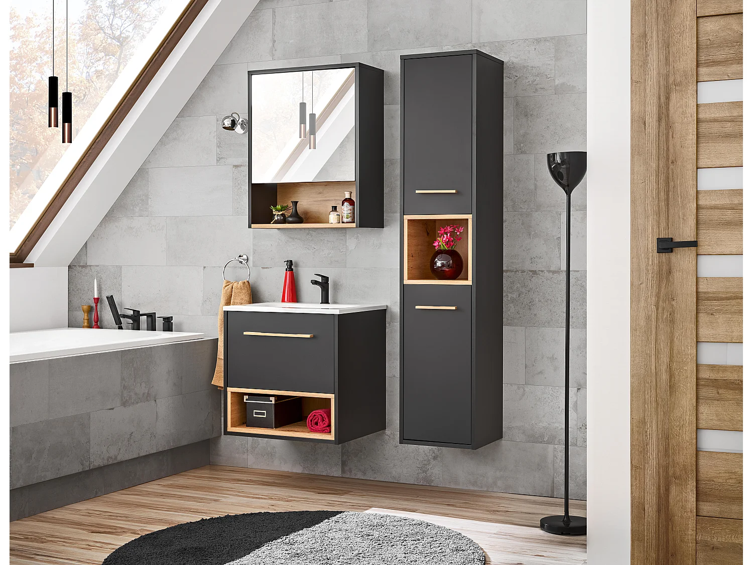 Armoires De Toilette BORNEO MC60 1D 60x25x75 Grisfoncé