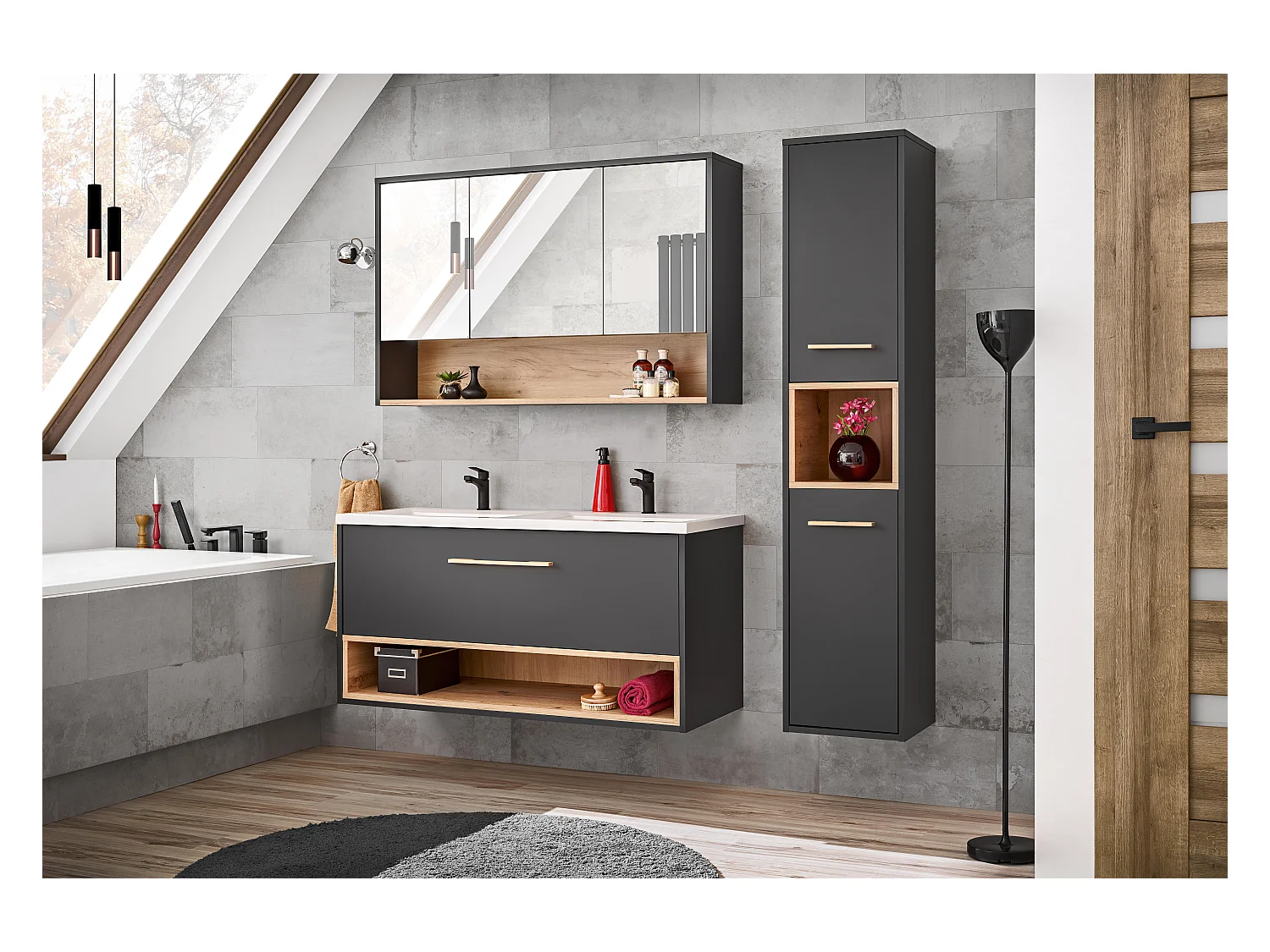 Armadi A Specchio BORNEO MC100 3D 100x25x75 Grigioscuro