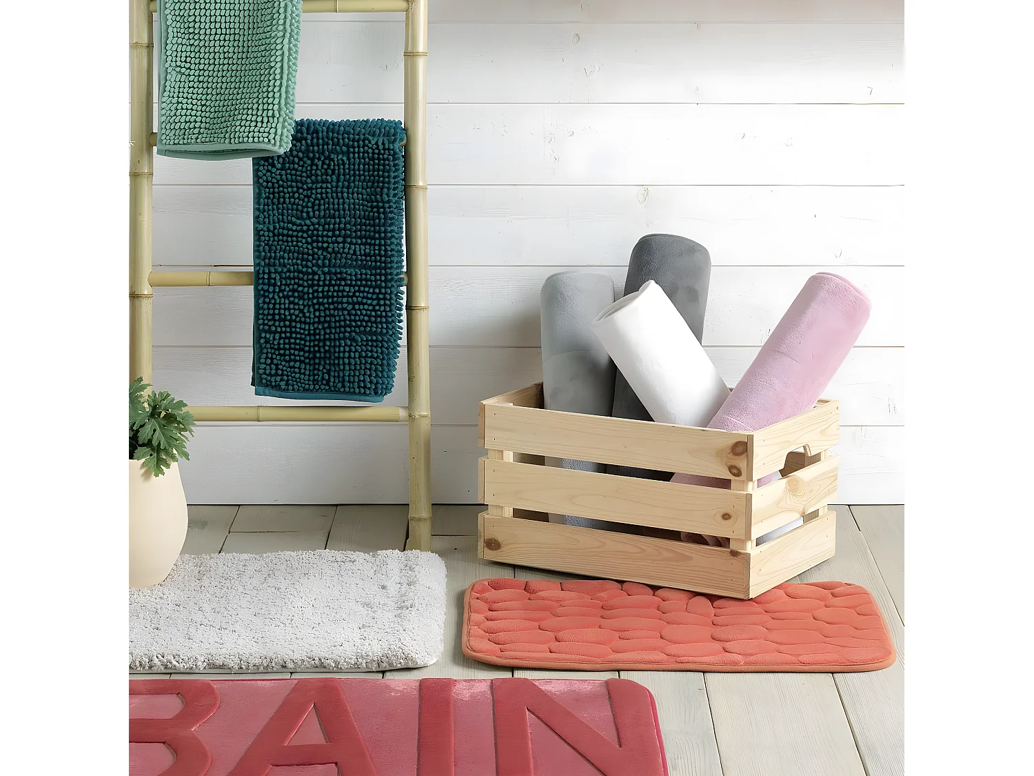 Tapis de Bain Microfibre "Vitamine" 45x75cm Framboise
