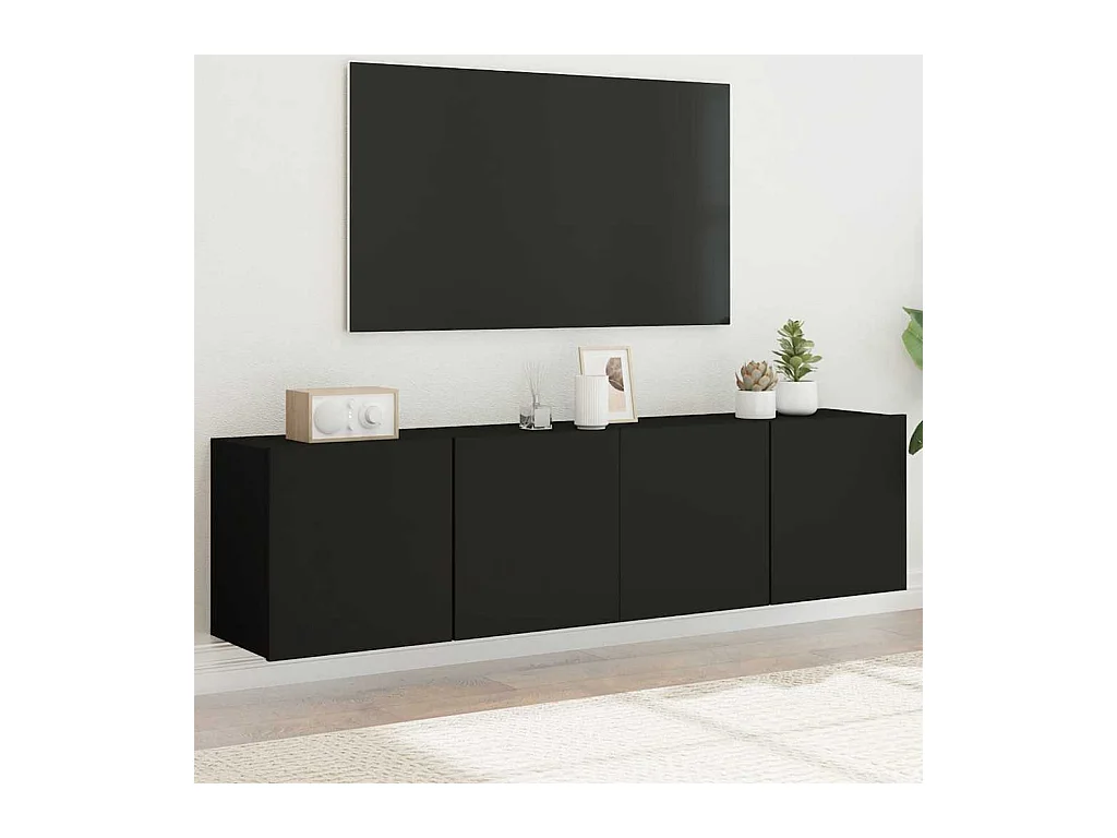 TV-Wandschränke 2 Stk. Schwarz 80x30x41 cm