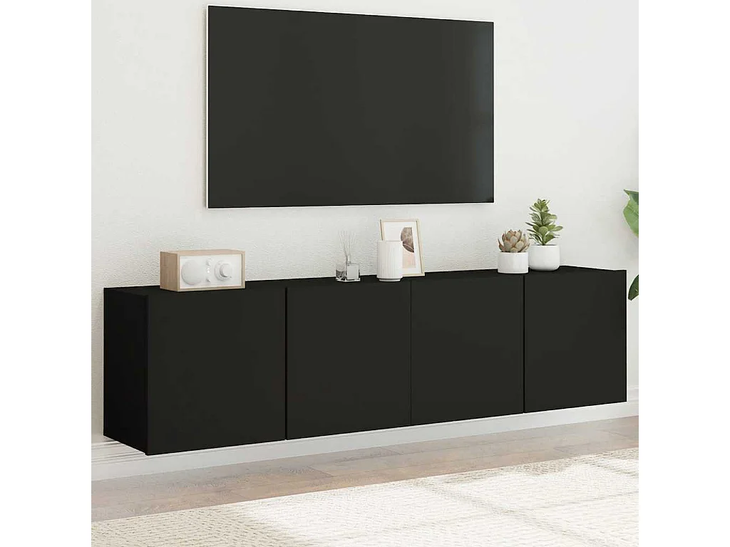 Meubles TV muraux 2 pcs noir 80x30x41 cm