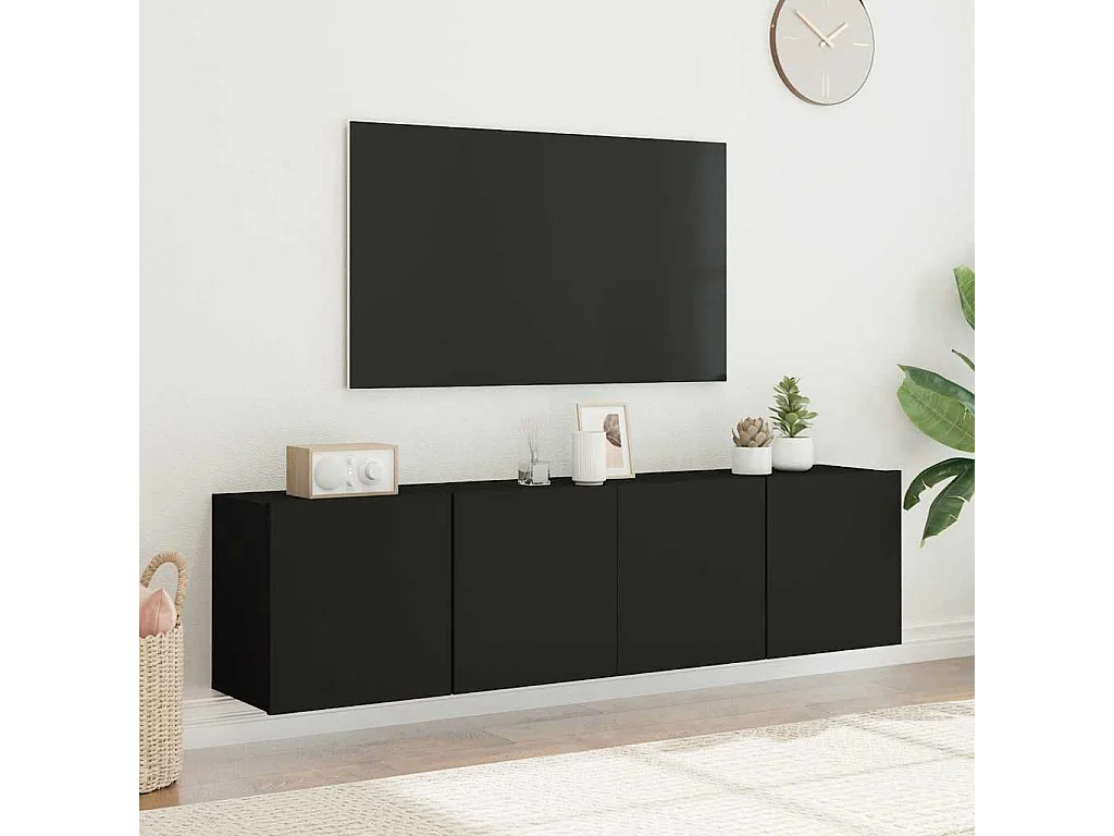 Meubles TV muraux 2 pcs noir 80x30x41 cm