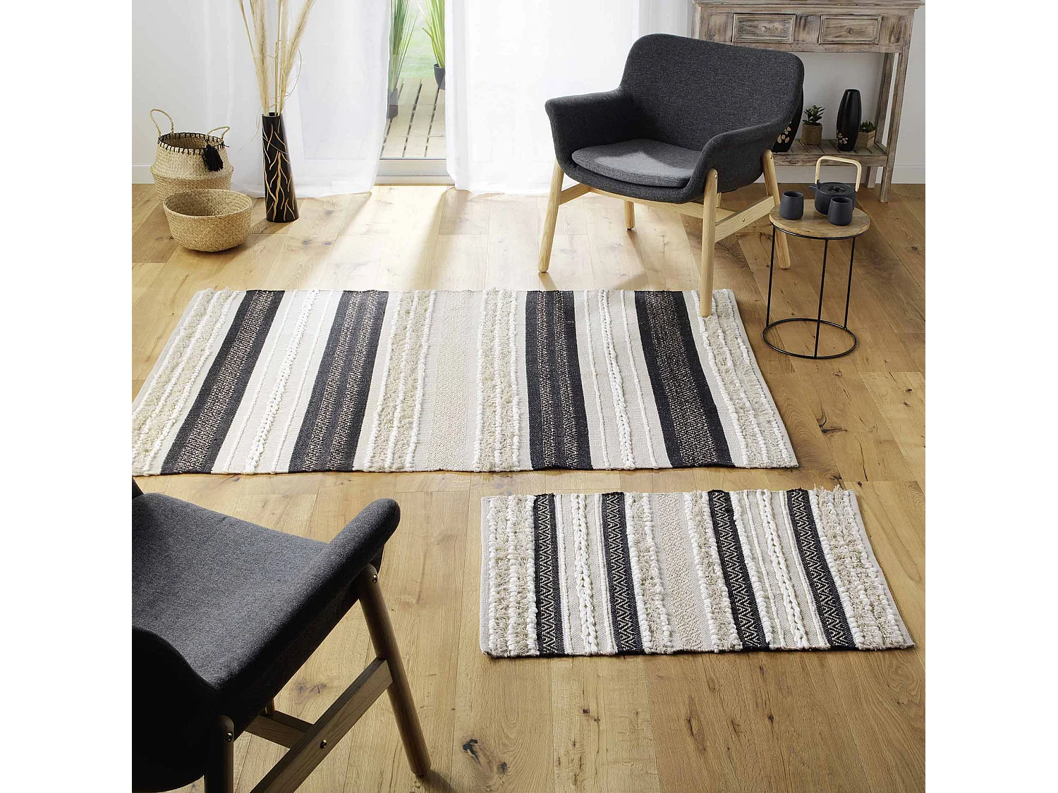 Tapis Déco "Mirage" 120x170cm Naturel & Noir