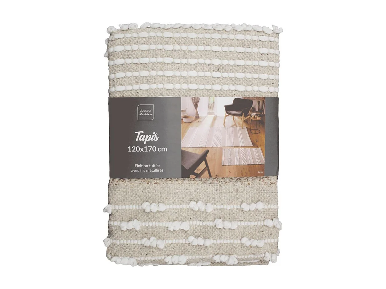 Tapis Déco "Blanca" 60x90cm Naturel & Blanc