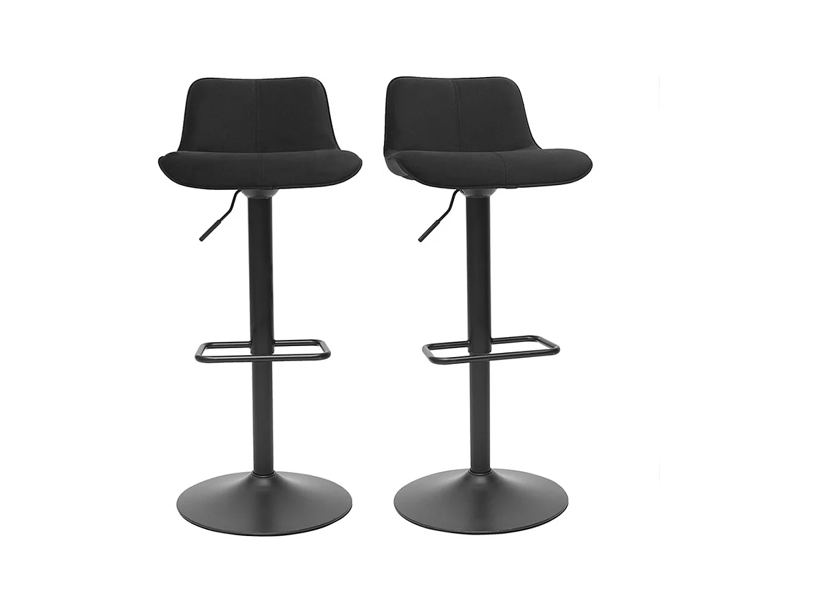 Tabourets de bar réglables pivotants 360° noirs en tissu velours et métal (lot de 2) BOOST