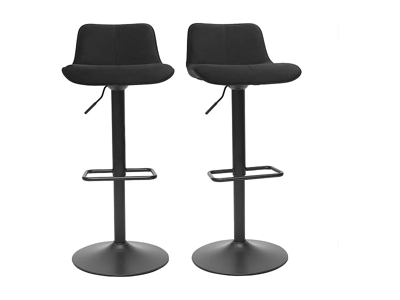 Sgabelli da bar regolabili girevoli 360° neri in tessuto velluto e metallo (set di 2) BOOST