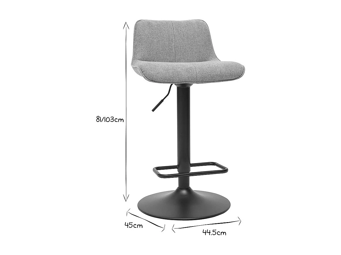 Tabourets de bar réglables pivotants 360° en tissu effet velours texturé terracotta et métal noir (lot de 2) BOOST