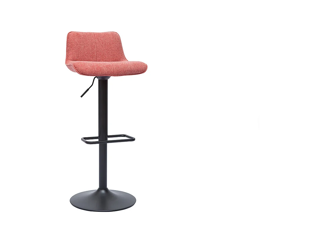 Barhocker höhenverstellbar und um 360° drehbar aus Stoff mit strukturiertem Samteffekt in Terracotta und schwarzem Metall (2er-Set) BOOST