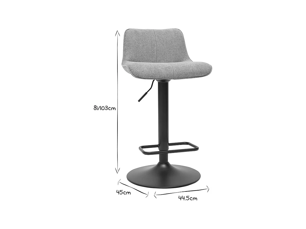 Barhocker höhenverstellbar und um 360° drehbar aus Stoff mit strukturiertem Samteffekt in Terracotta und schwarzem Metall (2er-Set) BOOST