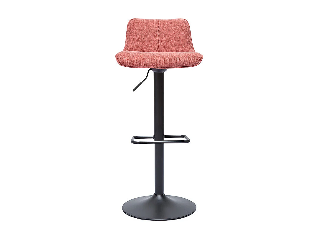 Barhocker höhenverstellbar und um 360° drehbar aus Stoff mit strukturiertem Samteffekt in Terracotta und schwarzem Metall (2er-Set) BOOST