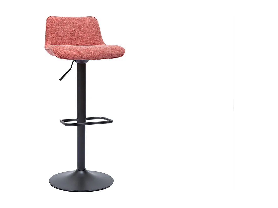 Barhocker höhenverstellbar und um 360° drehbar aus Stoff mit strukturiertem Samteffekt in Terracotta und schwarzem Metall (2er-Set) BOOST