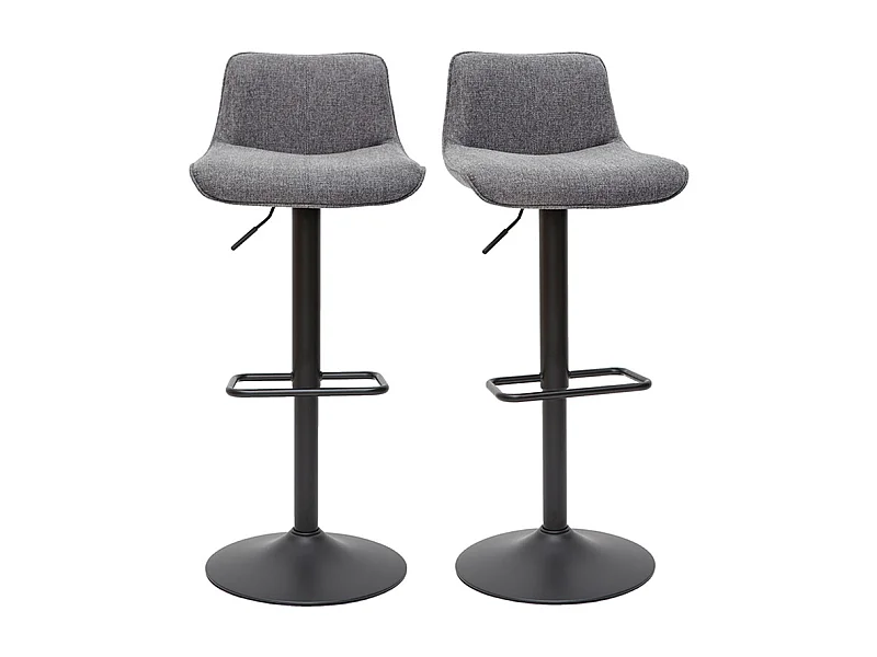 Tabourets de bar réglables pivotants 360° en tissu effet velours texturé gris et métal (lot de 2) BOOST