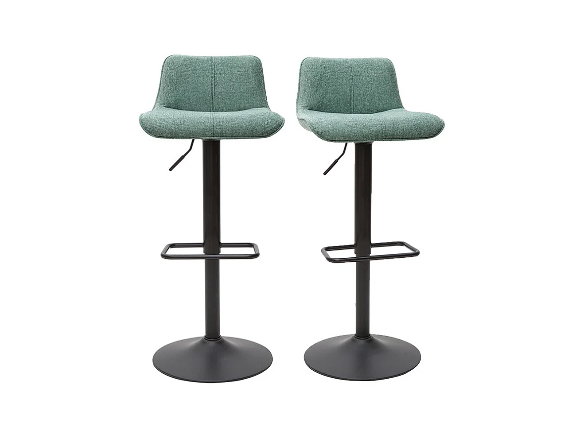 Tabourets de bar réglables en tissu effet velours texturé vert céladon et métal (lot de 2) BOOST