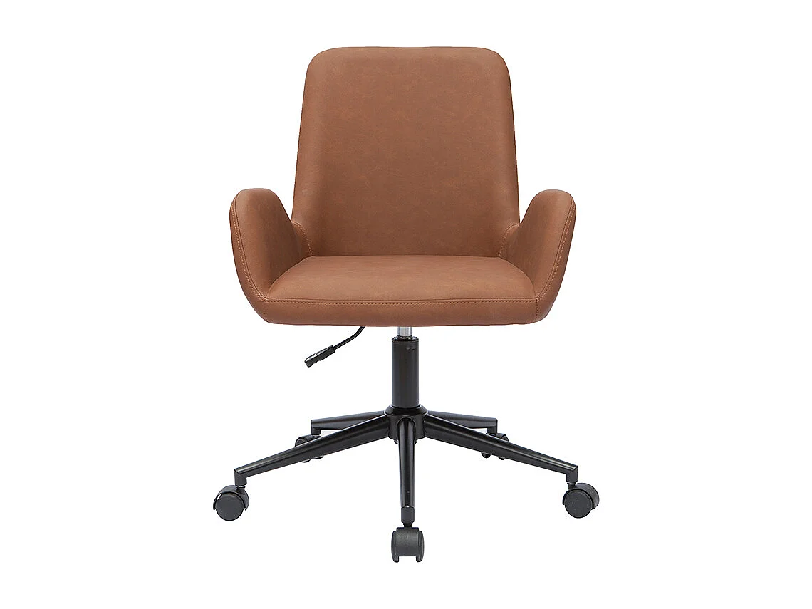 Chaise de bureau à roulettes marron et métal noir ALBAN